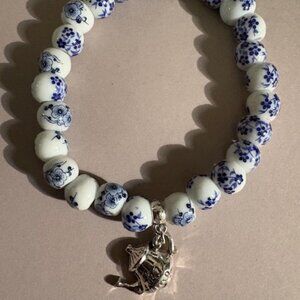 Porcelain tea charm bracelet